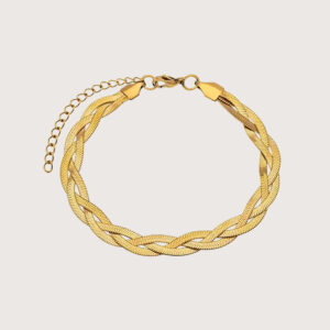 Pulseira Trançada Aço Inoxidável Dourada